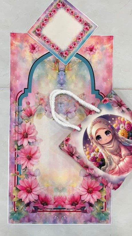 پک کامل چادر جشن تکلیف کالباسی و کیف سجاده مخمل مدل ستایش